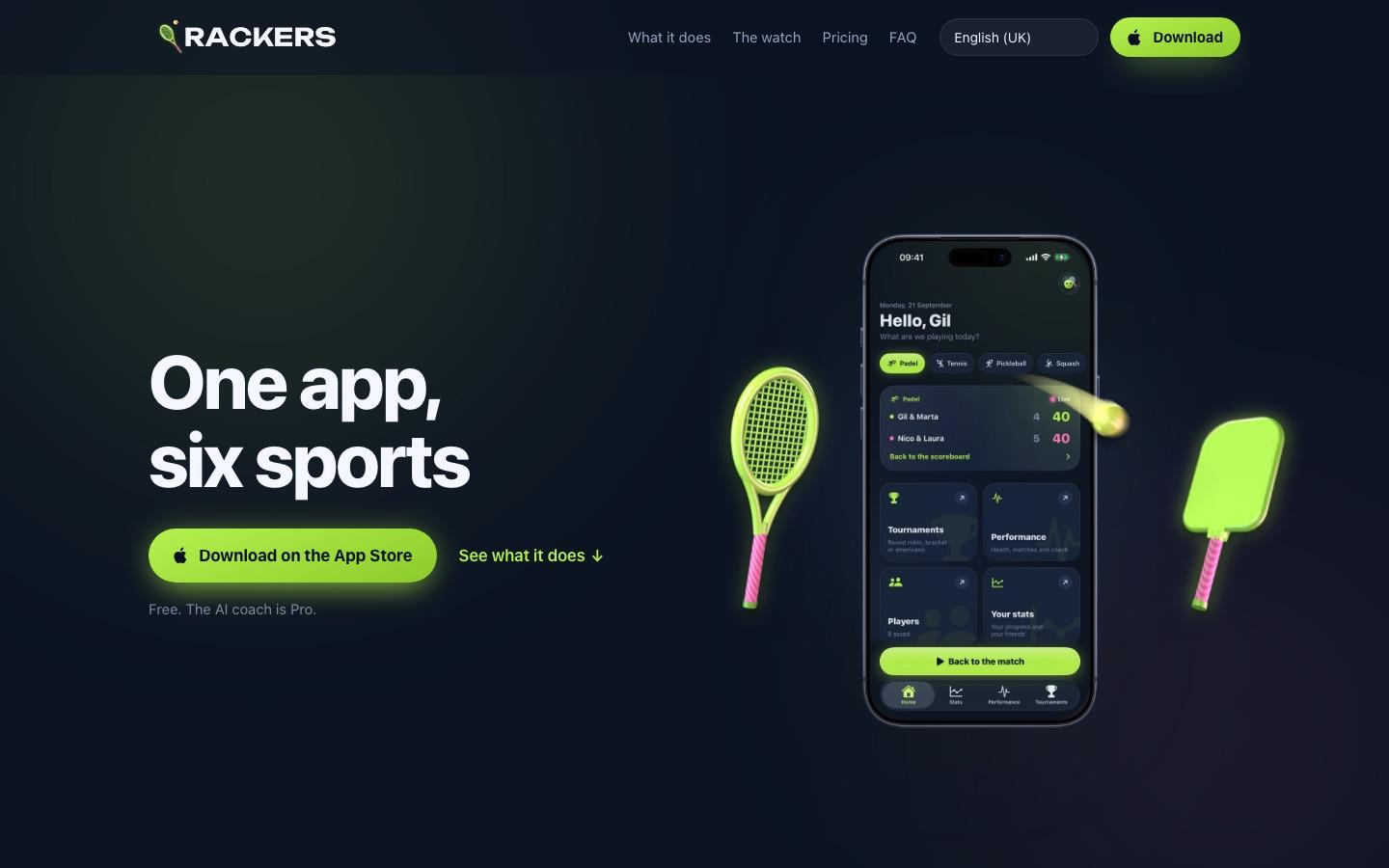 Rackers: iOS and Apple Watch app, Website